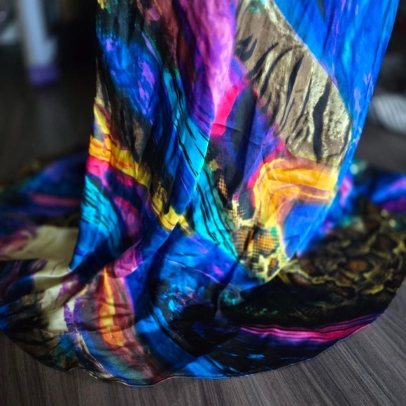 La Femme Maxi Silk Multicolor Backless Sequin Gown Dress Size 6 - Picture 9 of 16